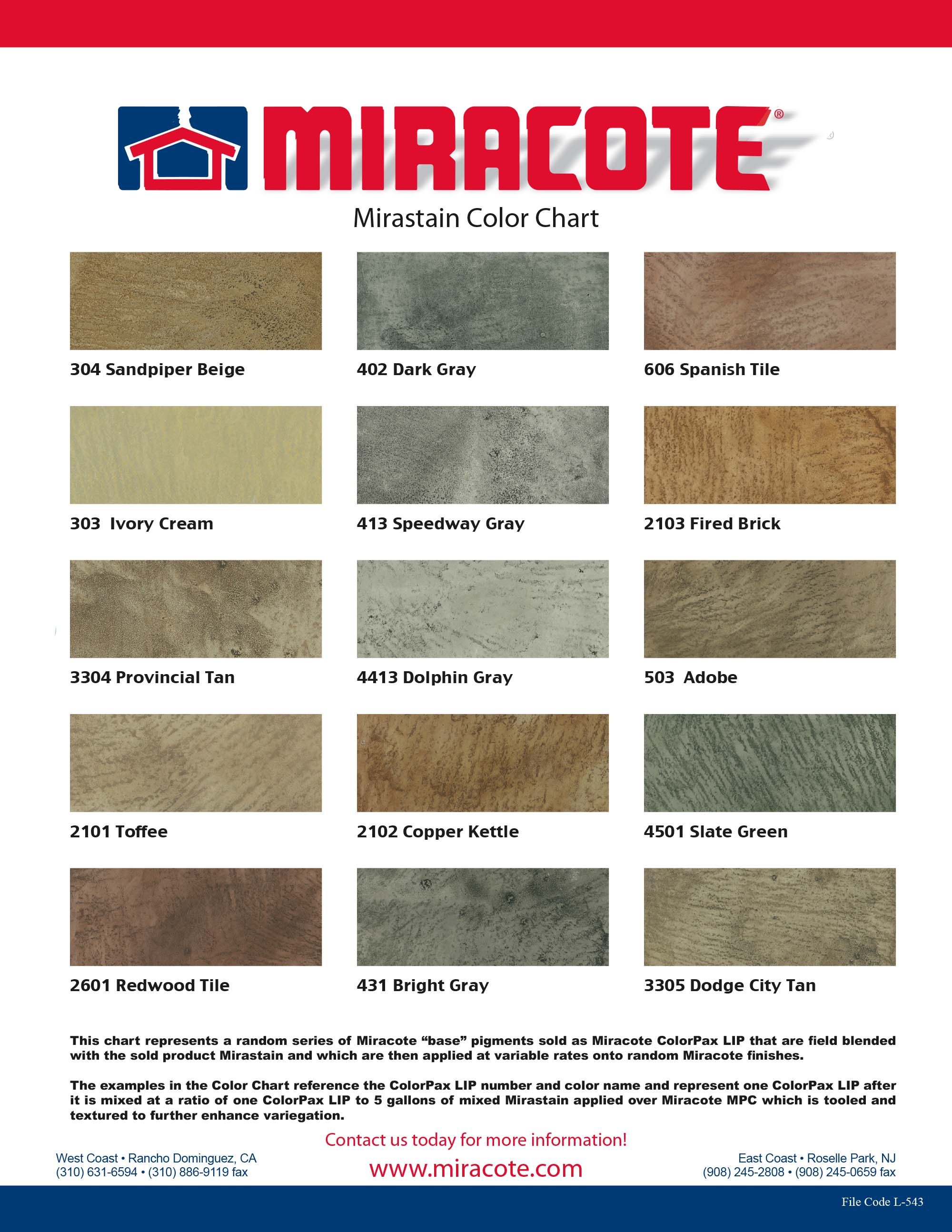 Miracote Color Chart
